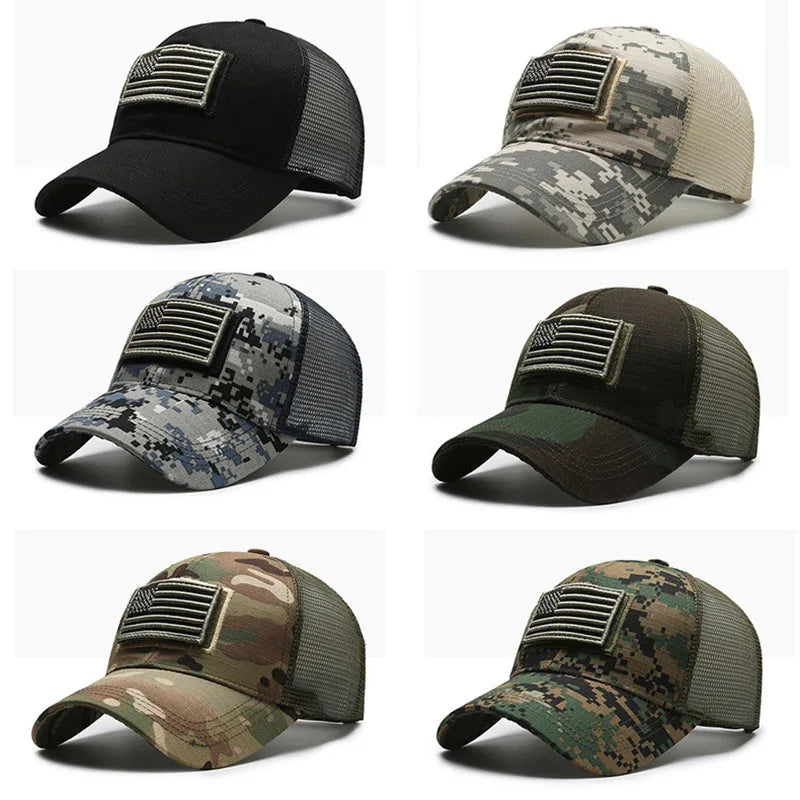 Hat Summer Sun Shading Camouflage Baseball Cap Badge Embroidered Patch Hats Men's Outdoor Hiking Climbing Tactical Peaked Cap