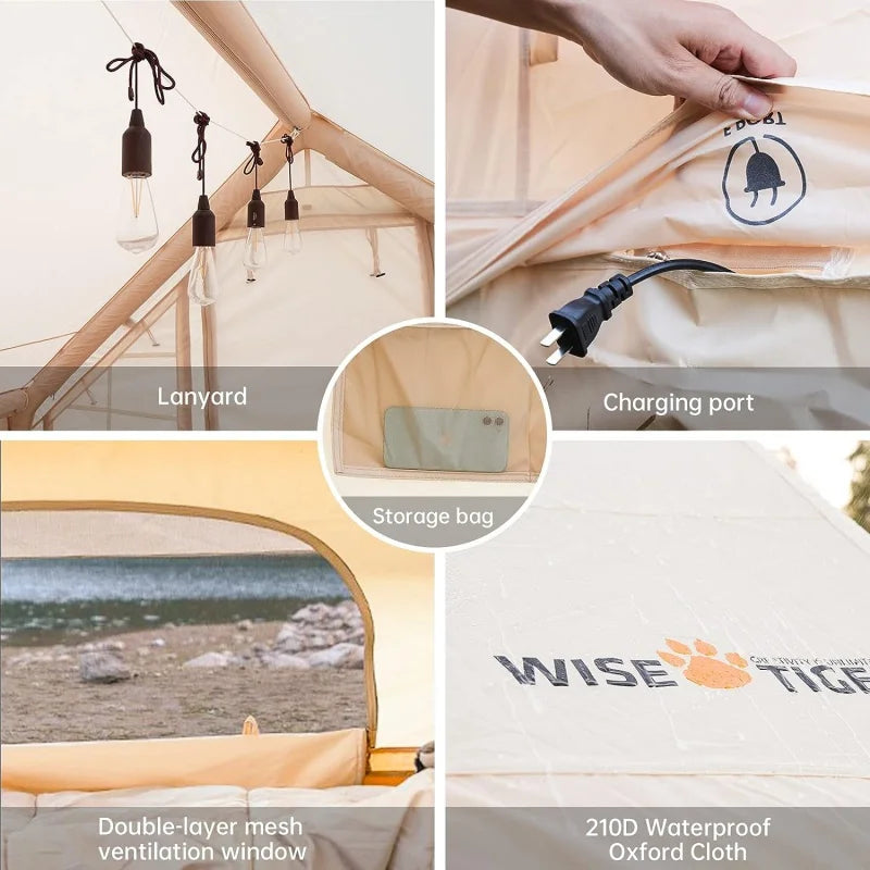 Inflatable Camping Tent, 4 person Luxury Cabin Tent