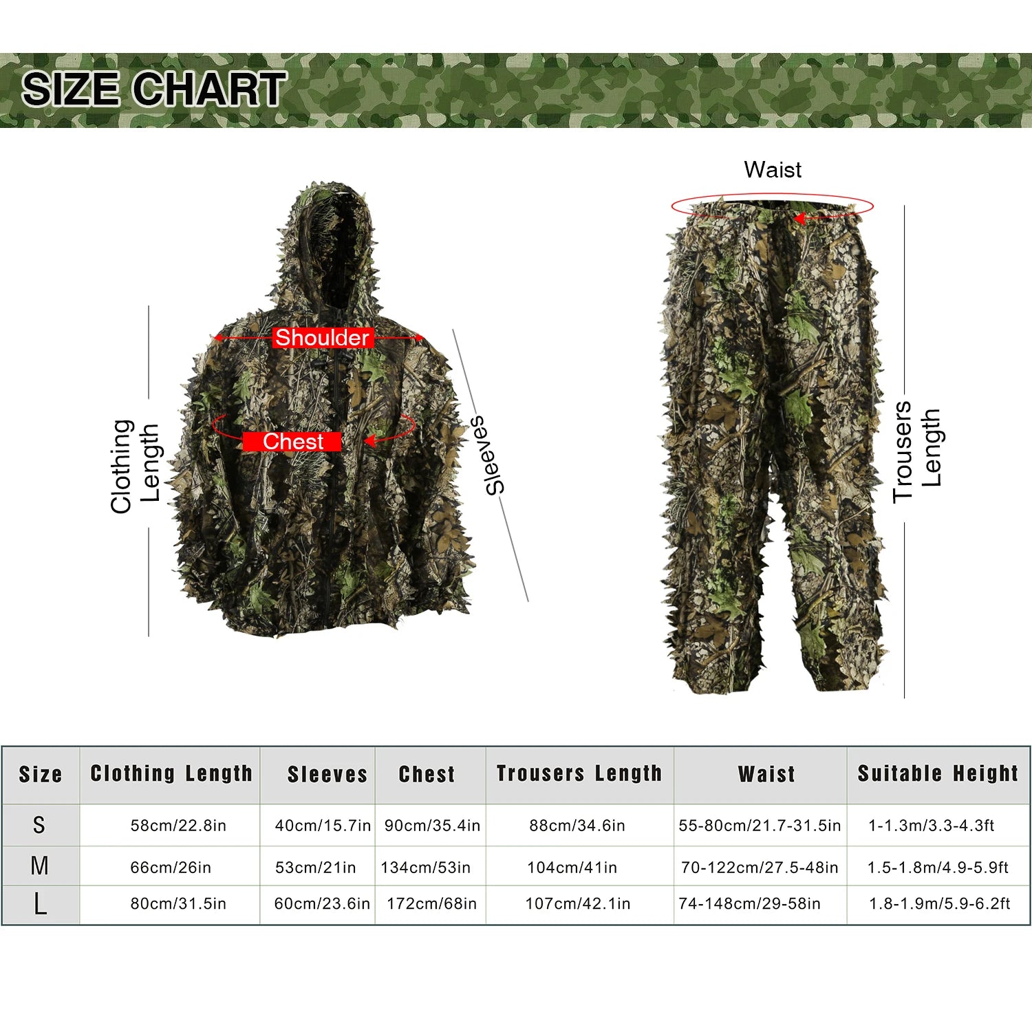 Ghillie Suits for Kids and Adults, Maple Leaf, Bionic Hunting Clothes, Airsoft Camouflage, Jungle Suit, Gillies Pants, Hooded