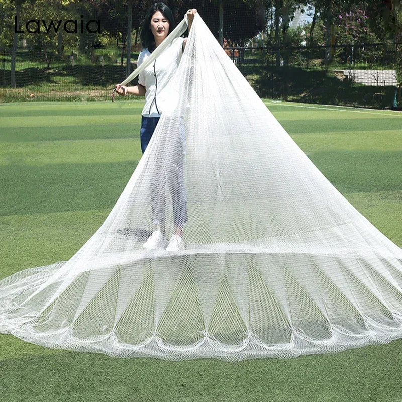 Lawaia Traditional Casting Net White Nylon Thread Lron Steel Pendant Weight Hand Throwing Fishing Nets Landing Net Catch Fish