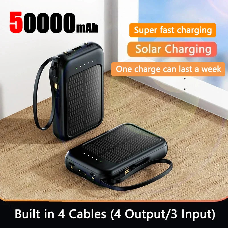 Solar Battery Bank with Fast Charging Cables