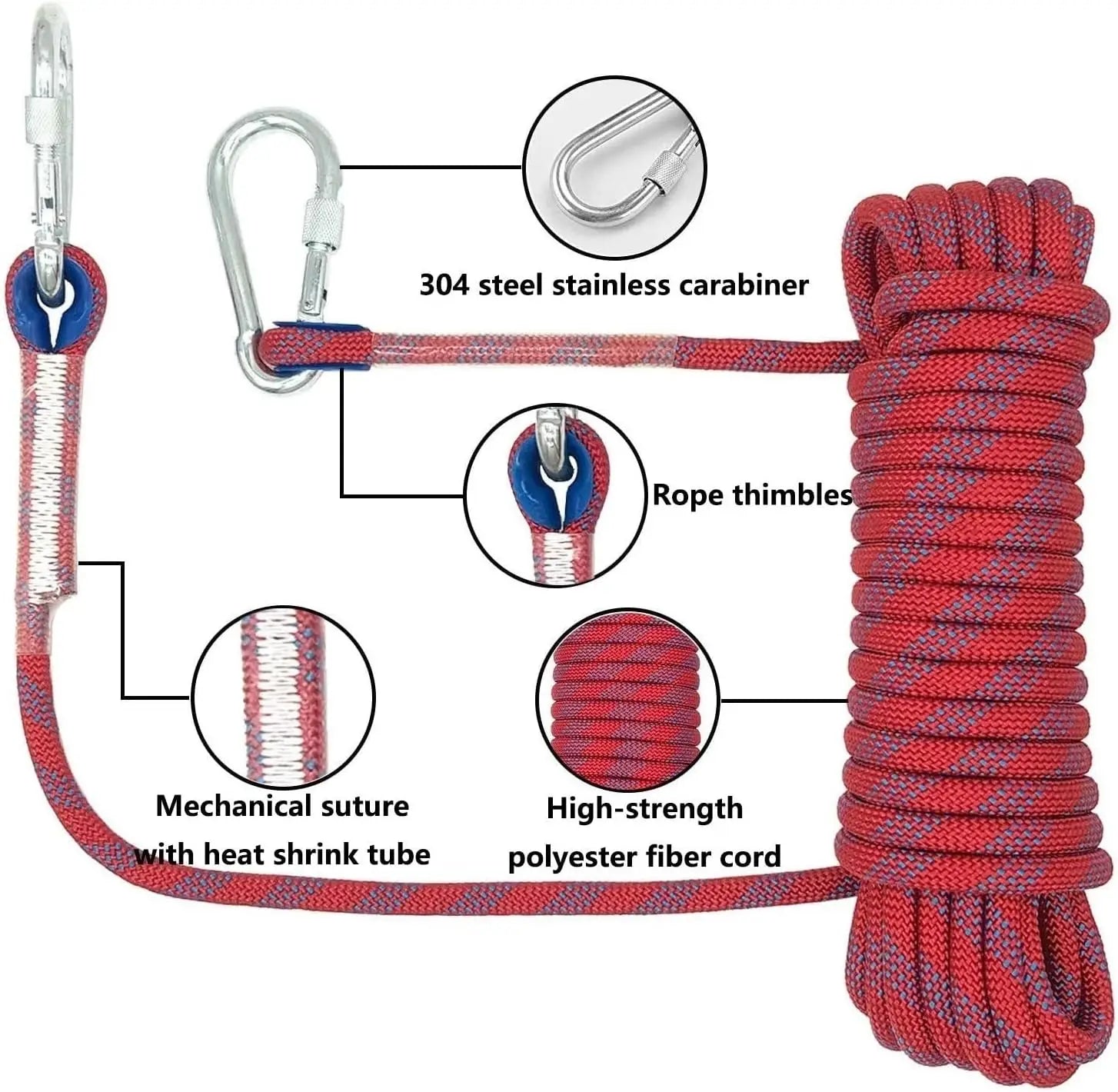 Outdoor Climbing Rope 16MM /52ft.