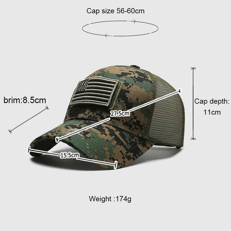 Hat Summer Sun Shading  Camouflage Baseball Cap Badge Embroidered Patch Hats Men's Outdoor Hiking Climbing Tactical Peaked Cap