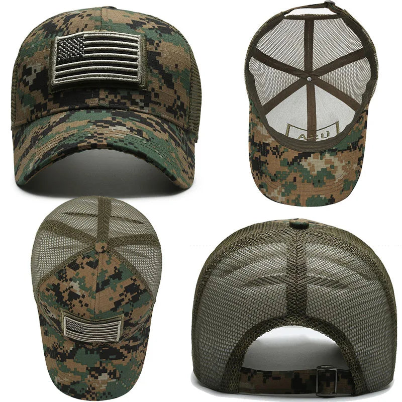 Hat Summer Sun Shading  Camouflage Baseball Cap Badge Embroidered Patch Hats Men's Outdoor Hiking Climbing Tactical Peaked Cap